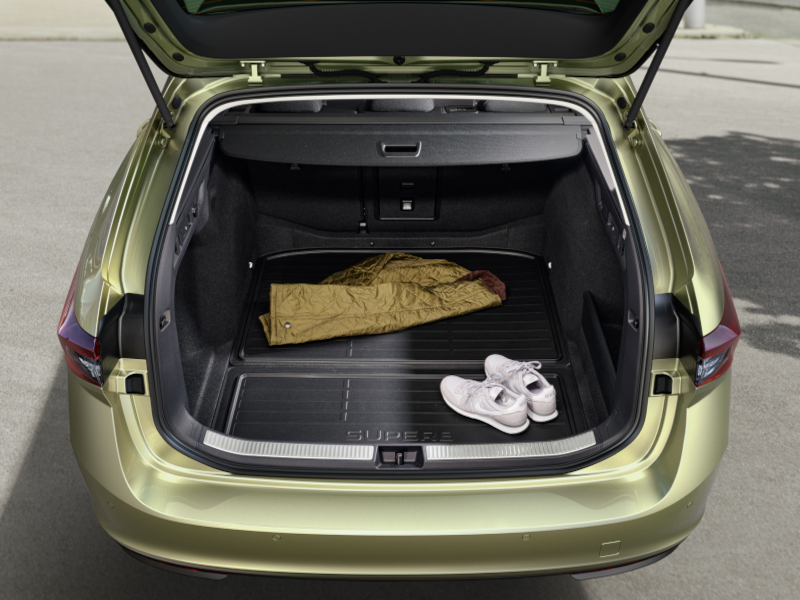 Skoda Protective Boot-Liner Fitted inside the Boot Compartment of a Skoda Superb
